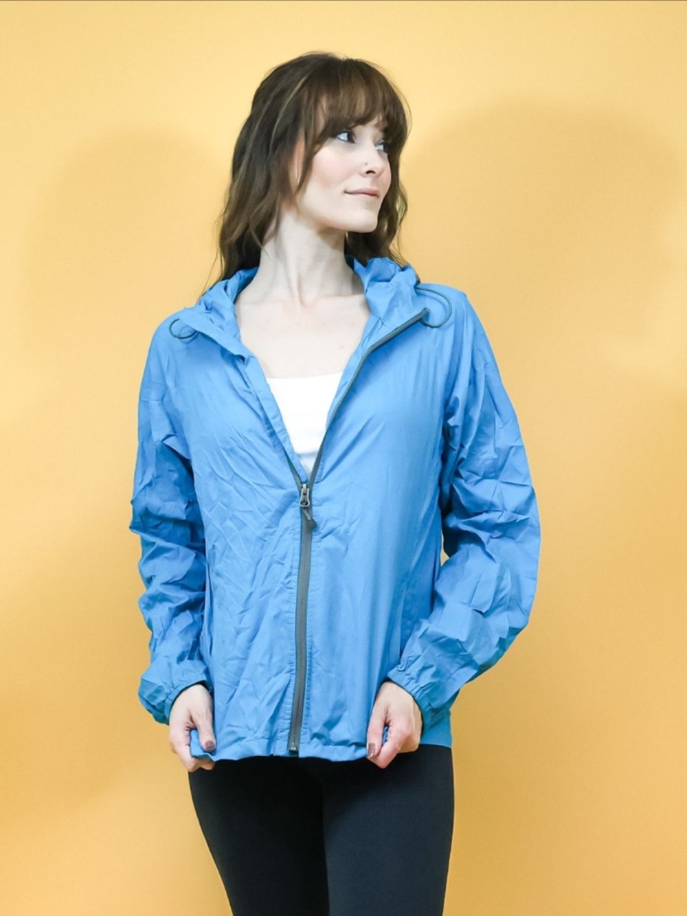 Eddie Bauer Light Blue Hooded Windbreaker Jacket